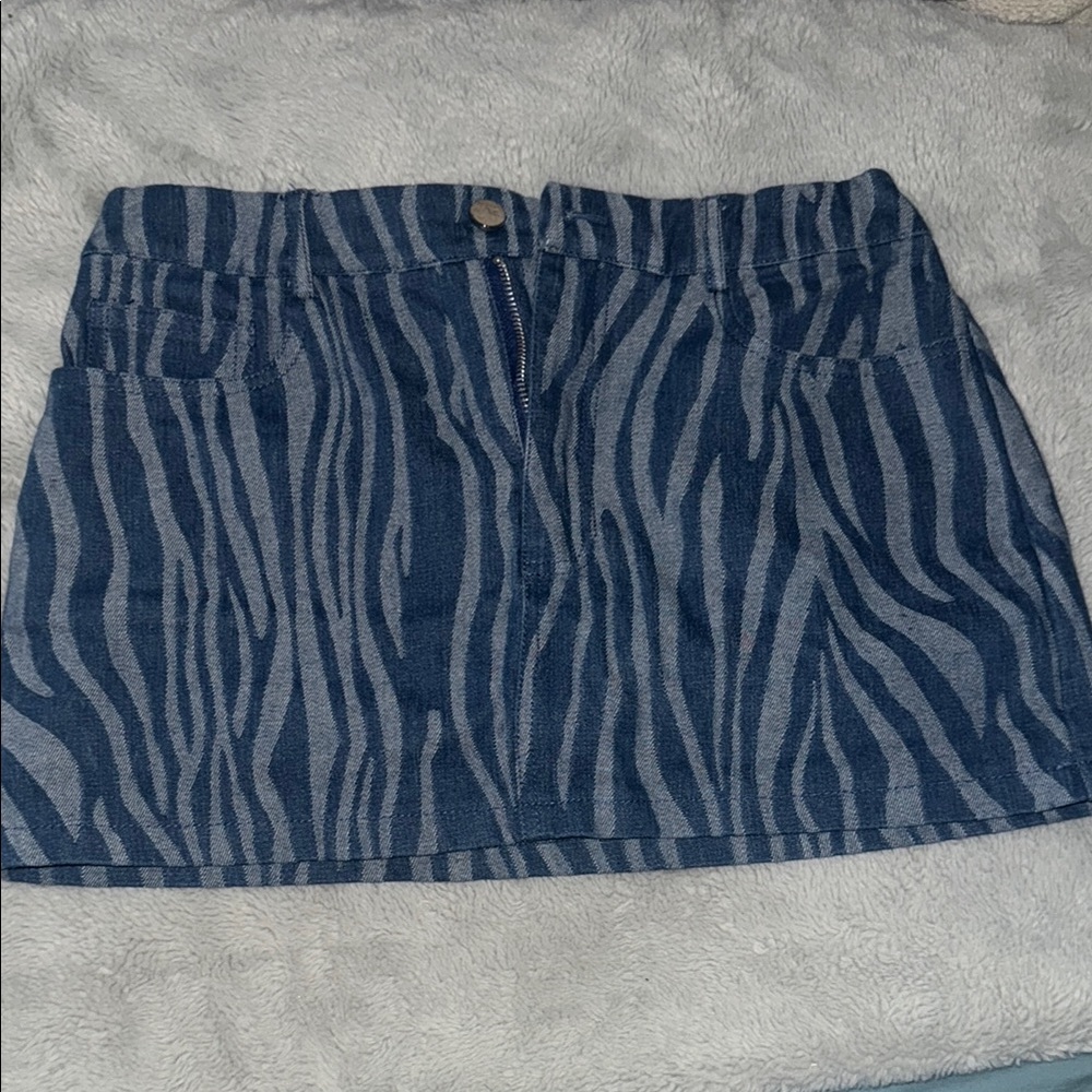 Zebra Print Jean Skirt